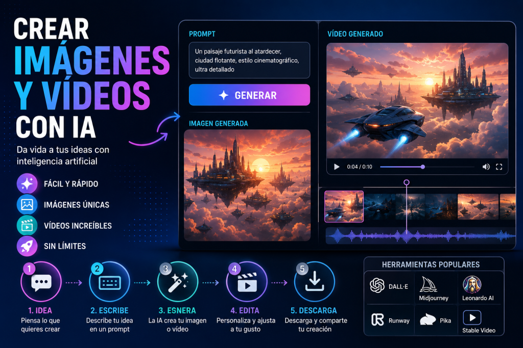 Crear imágenes y vídeos con IA